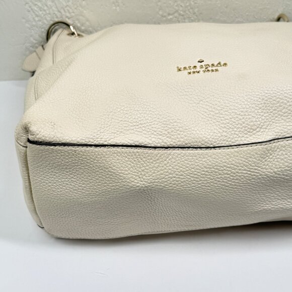 Kate Spade Kat Shoulder Bag Off White Pebbled Leather Slouchy Hobo - Picture 7 of 14
